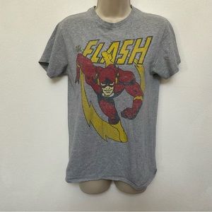 Women's Superhero The Flash Faded Grey, Red, Gold Graphic T-Shirt Size S